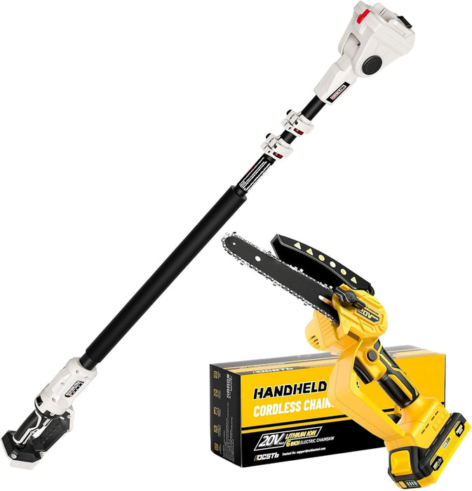 2-IN-1 Cordless 6" Pole Saw &amp; Chainsaw compatible with Dewalt 20V Battery (Battery Included)