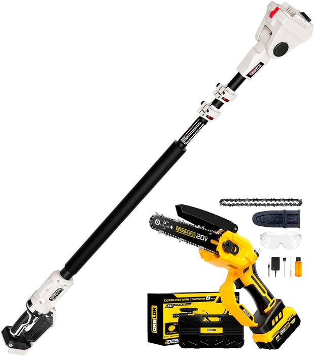 2-IN-1 Cordless 6" Pole Saw compatible with Dewalt Battery 20V MAX (Battery Included)