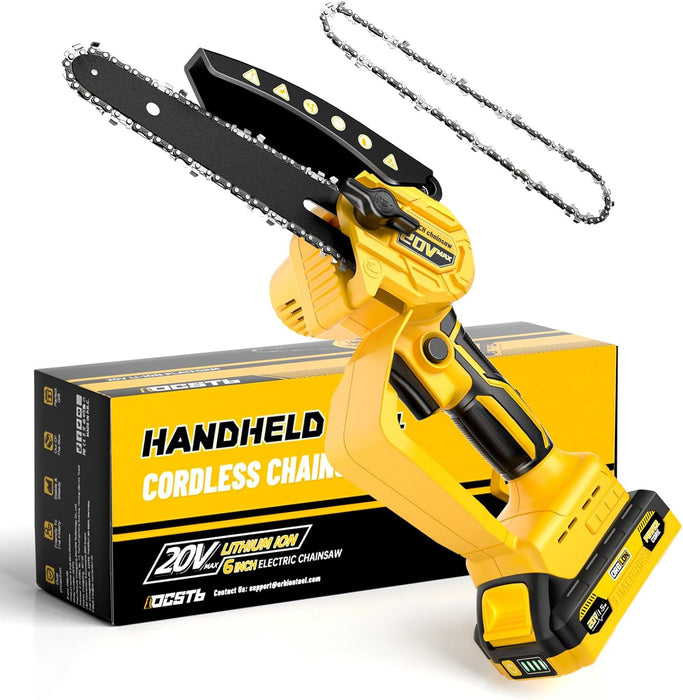 2-IN-1 Cordless 6" Pole Saw &amp; Chainsaw compatible with Dewalt 20V Battery (Battery Included)