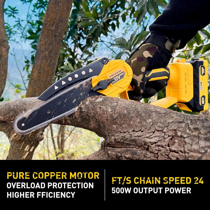 2-IN-1 Cordless 6" Pole Saw &amp; Chainsaw compatible with Dewalt 20V Battery (Battery Included)