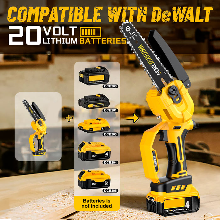 2-IN-1 Cordless 6" Pole Saw compatible with Dewalt Battery 20V MAX (Battery Included)