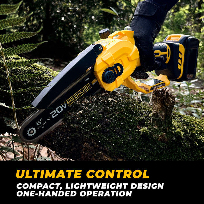 2-IN-1 Cordless 6" Pole Saw compatible with Dewalt Battery 20V MAX (Battery Included)